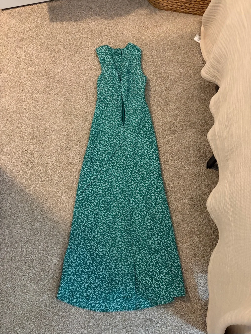 Abercrombie & Fitch Teal Floral V-Neck Sleeveless Maxi Dress